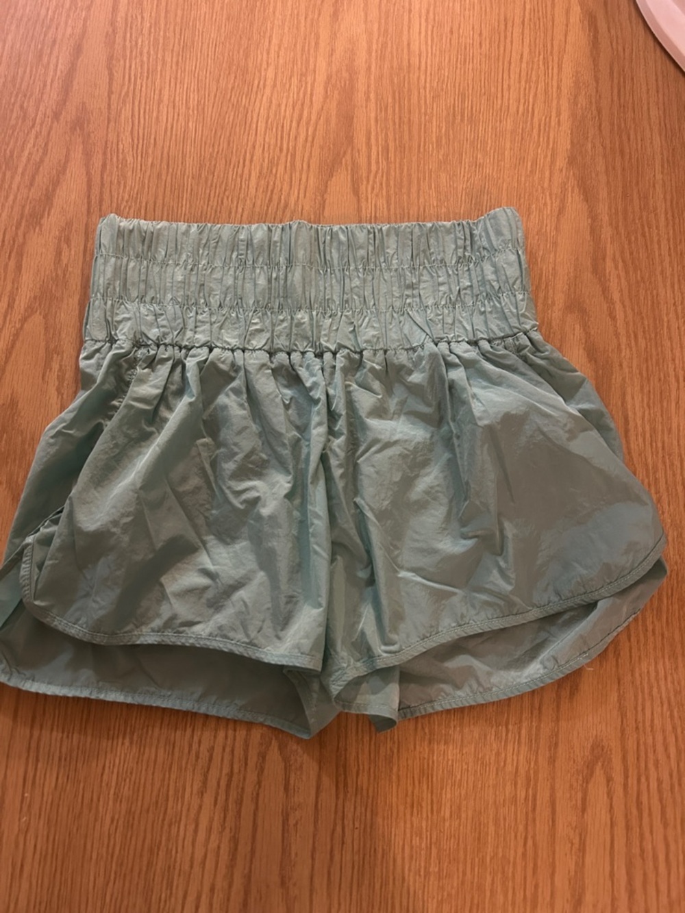 Smocked High-Waist Mint Athletic Shorts for Women